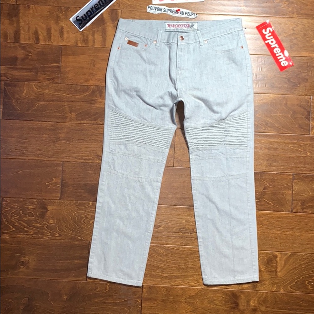 90s Vtg Winchester Jeans Moto Style White Denim 🔫